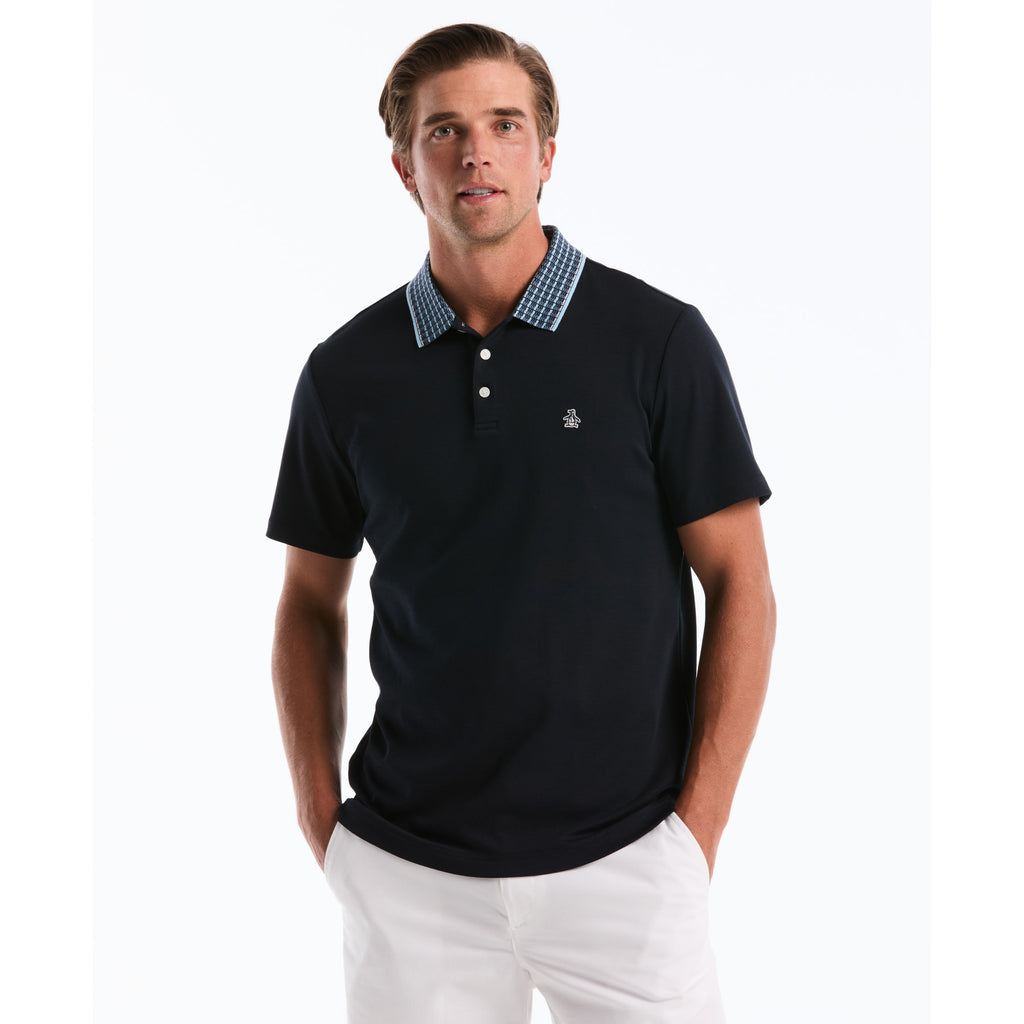 Interlock Striped Collar Polo Shirt Dark Sapphire