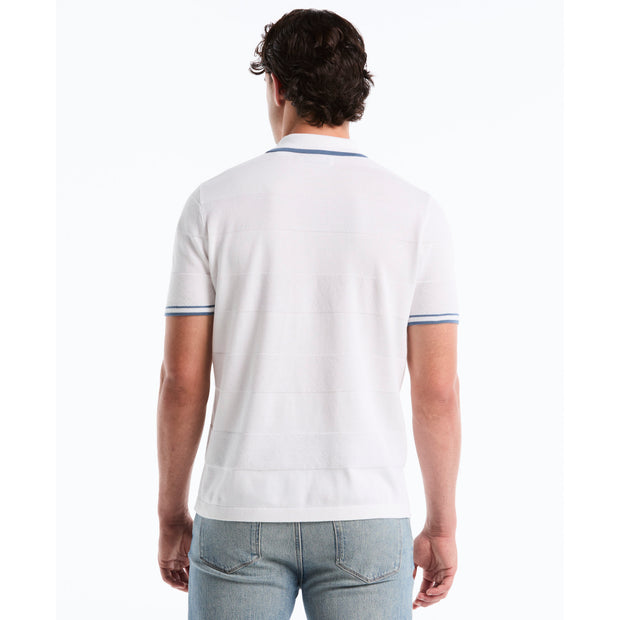 Seed Stitch Button Front Sweater Polo In White | Original Penguin®