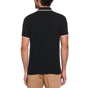 Sticker Pete Organic Cotton Polo Shirt In True Black/Amberglow