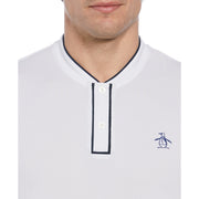 Piped Blade Collar Performance Short Sleeve Tennis Polo Shirt In Bright White