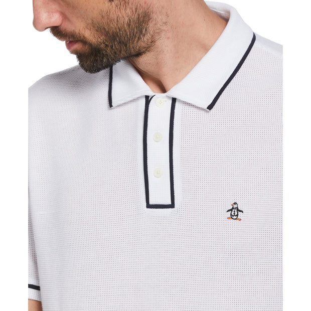 Icons Organic Cotton Bentley Mesh Short Sleeve Polo Shirt In Bright White