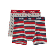 2 Pack Penguin Pete All Over Print Underwear In Grey And Red In Grey