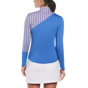 Women's Geo Block Sun Protection Long Sleeve Tennis Shirt In Nebulas Blue