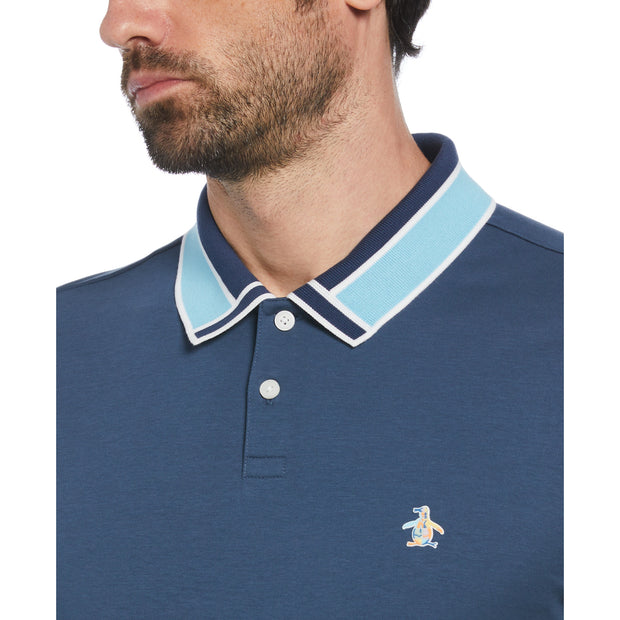 Interlock Novelty Collar Polo Shirt In Sargasso Sea