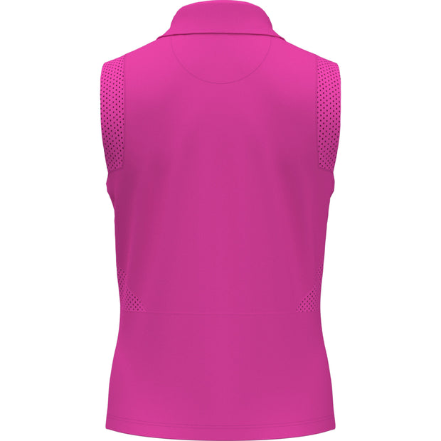 Women's 1/4 Zip Mesh Block Sleeveless Golf Polo Shirt In Cheeky Pink