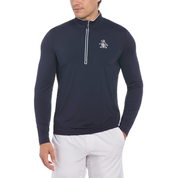 Technical Earl 1/4 Zip Long Sleeve Golf Sweater In Black Iris
