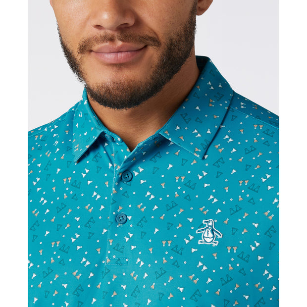 Sake-Tini Print Golf Polo (Caribbean Sea) Detail