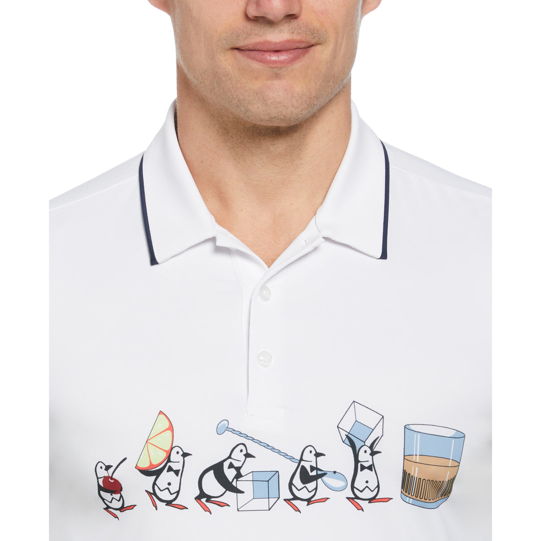 Barback Pete Print Piped Polo In White | Original Penguin®