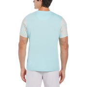 Checkerboard Block Performance Short Sleeve Tennis T-Shirt In Tanager Turquoise