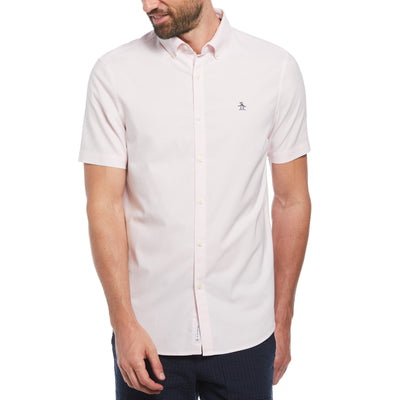 Ecovero Oxford Stretch Short Sleeve Button-Down Shirt In Parfait Pink