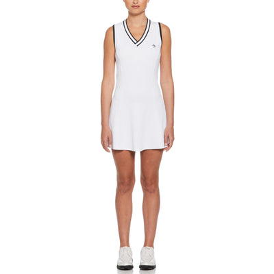 Womens Contrast Stripe Tennis Dress In Bright White