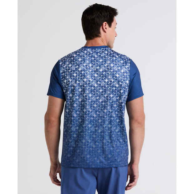 Blocked Graphic Performance Tennis T-Shirt (True Navy) Back