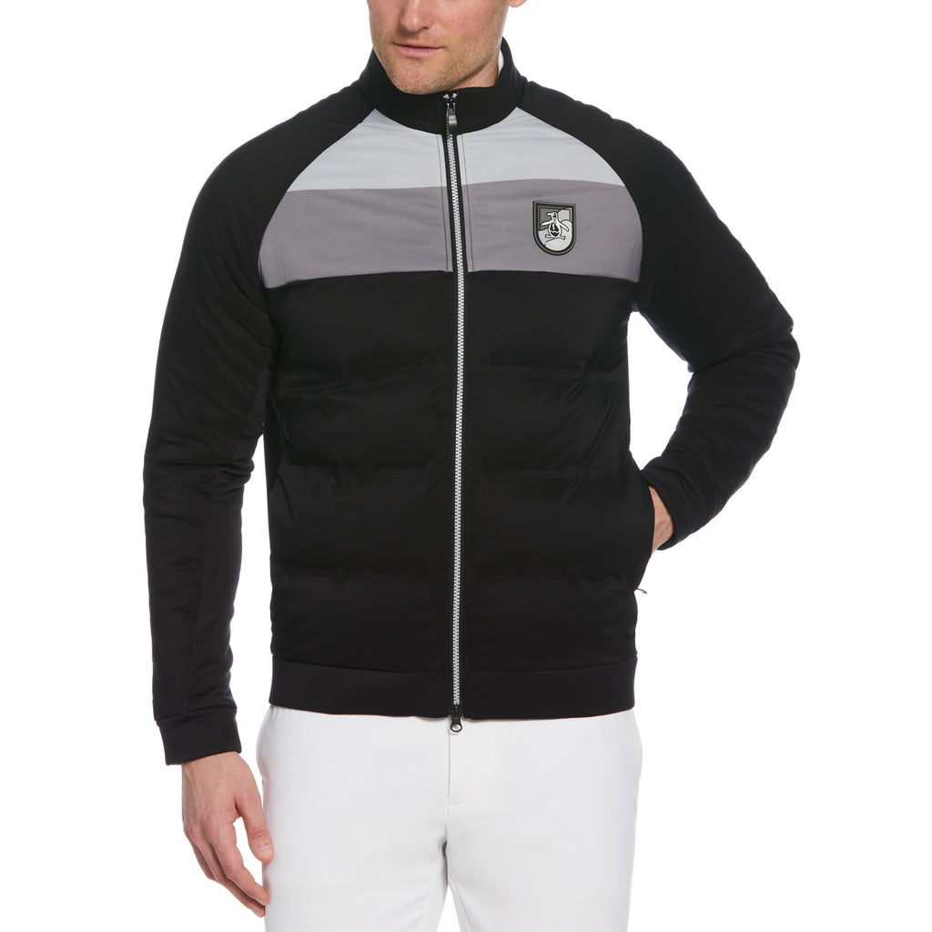Media Blocked Insulated Full Zip Golf Jacket Caviar