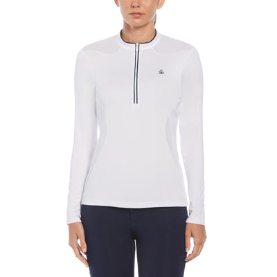 Women's 1/4 Zip Layering Long Sleeve Golf Shirt In Bright White
