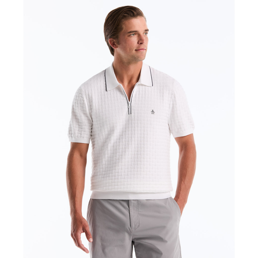 Links Stitch Quarter Zip Sweater Polo Bright