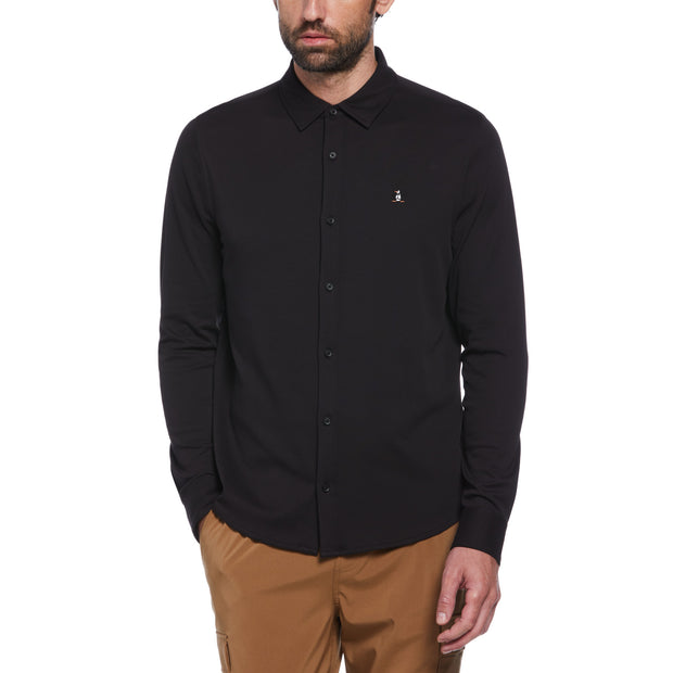 Icons Soft Interlock Long Sleeve Shirt In True Black