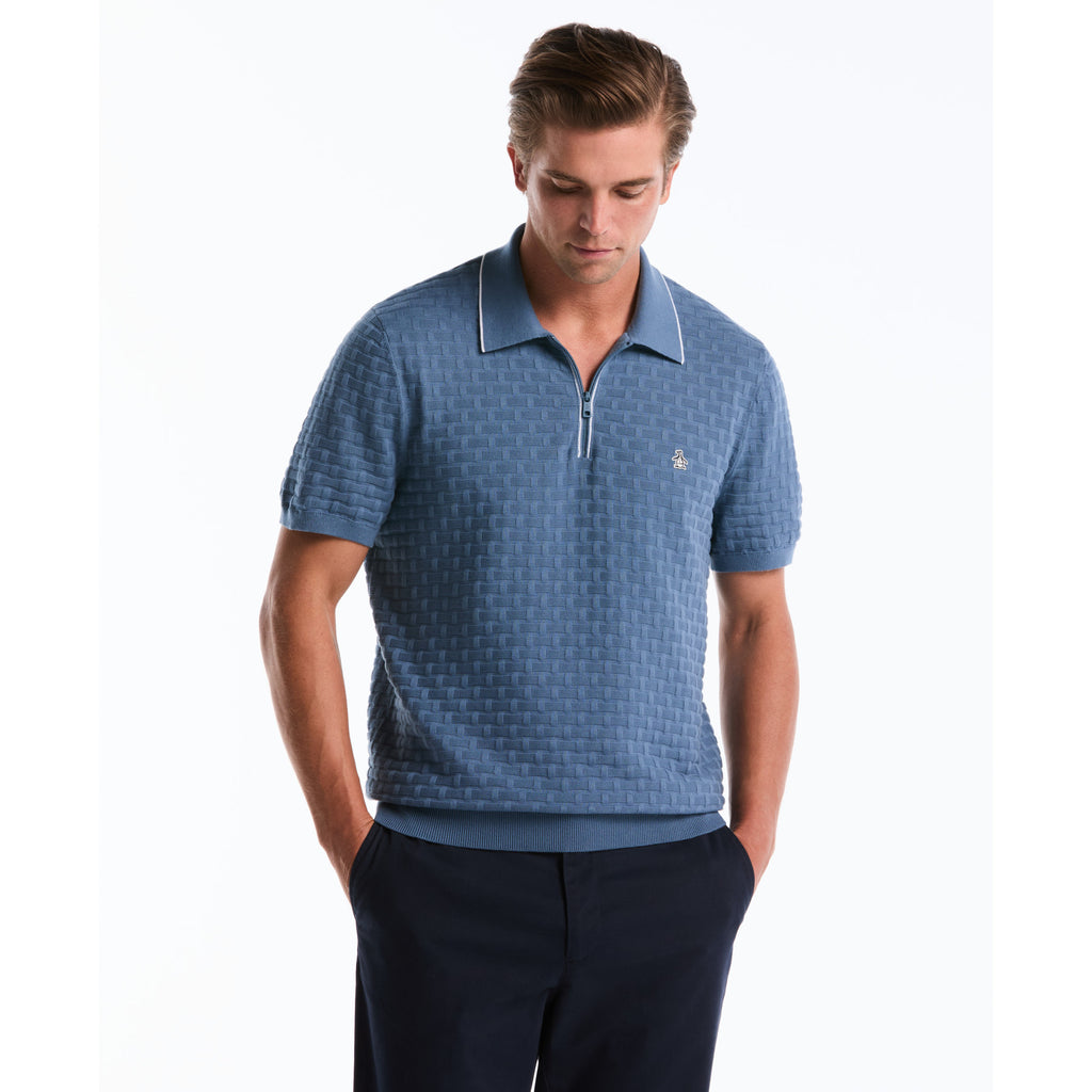 Links Stitch Quarter Zip Sweater Polo Copen