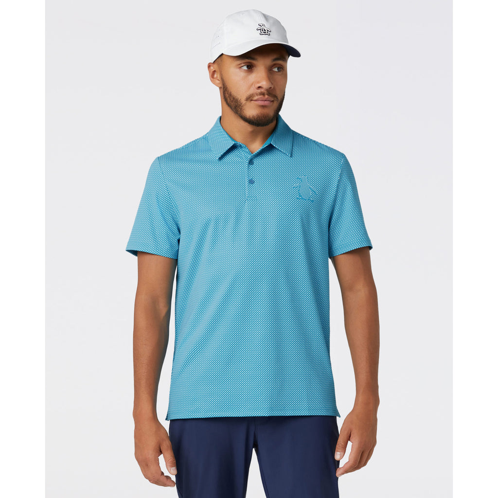 Dimensional Pete Tee Print Golf Polo Caribbean Sea
