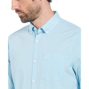 Ecovero Mini Geometric Print Long Sleeve Button-Down Shirt In Aquarius
