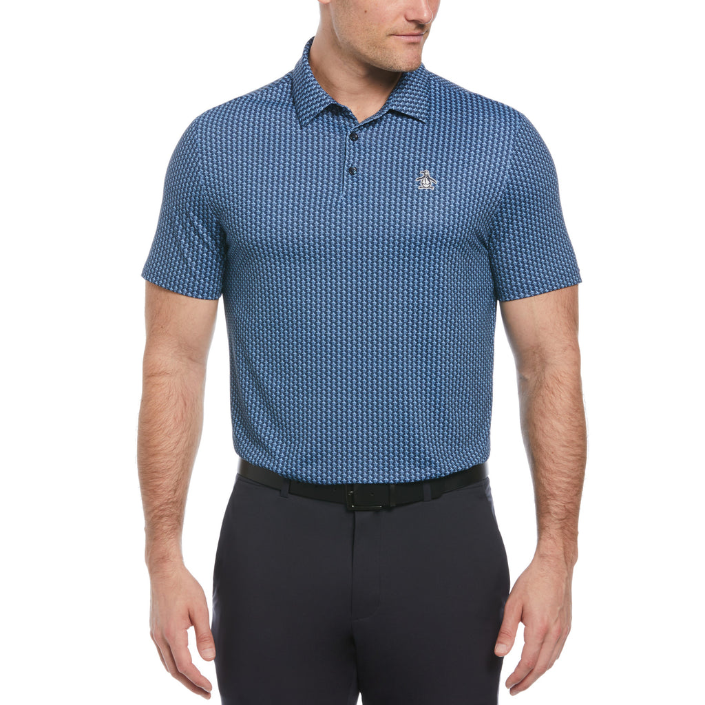 Allover Pete Print Short Sleeve Golf Polo Shirt Iris