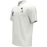 Mixed Media Polar Pete Print Golf Polo Shirt In Bright White