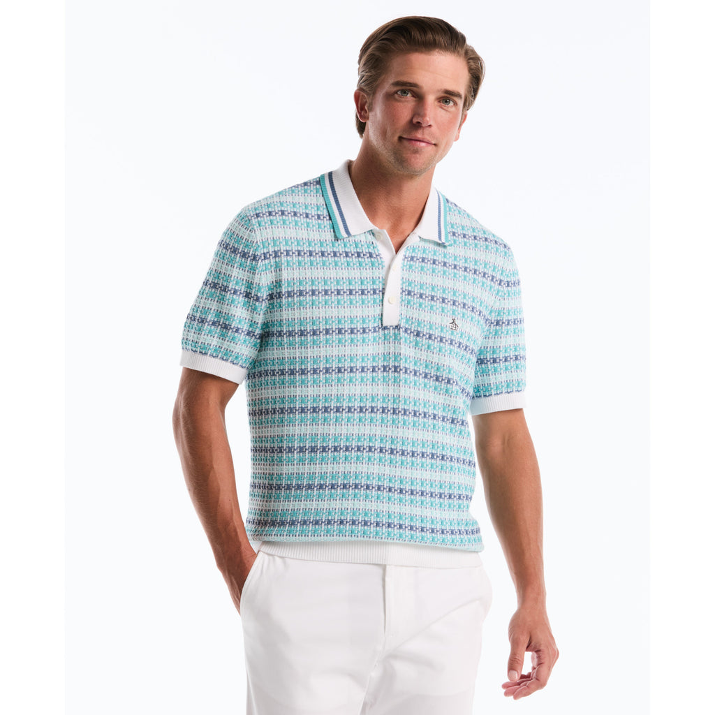 Textured Jacquard Sweater Polo Bright