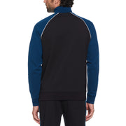 Quarter Zip Color Block Stripe Sweatshirt In True Black