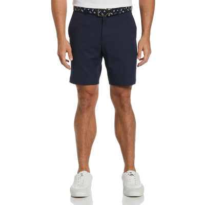 Flat Front Solid Golf Shorts In Black Iris