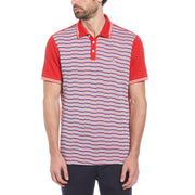 Jacquard Front Interlock Short Sleeve Polo Shirt In Salsa