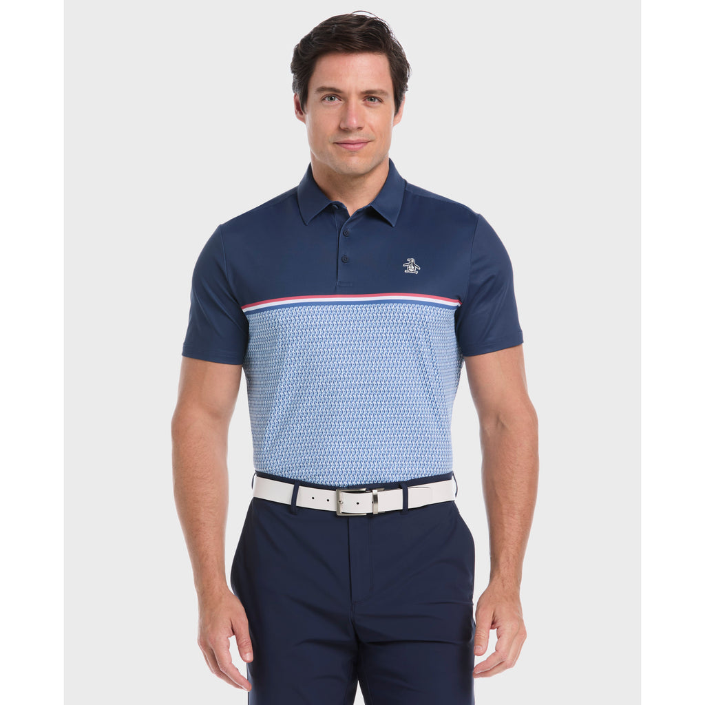 Block P Print Golf Polo Iris