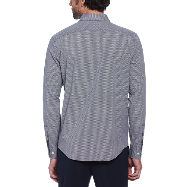 Ecovero Mini Geometric Print Long Sleeve Button-Down Shirt In Dark Sapphire