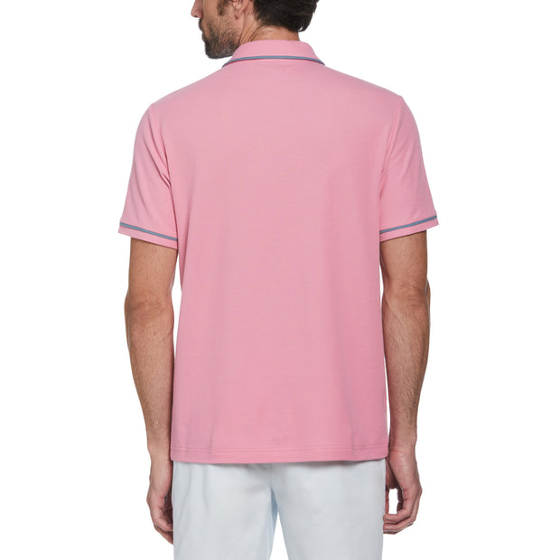 Organic Cotton The Earl Pique Short Sleeve Polo Shirt In Wild Rose