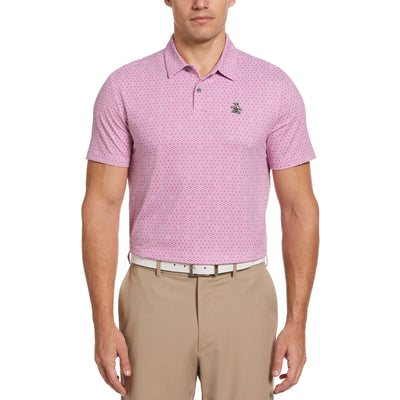 All Over Heritage Floral Geo Print Golf Polo Shirt In Rose Bouquet