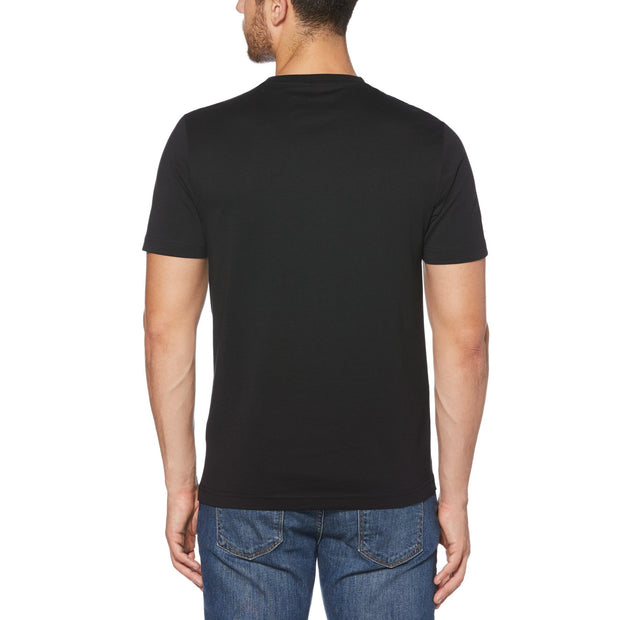 T-Shirt aus Bio-Baumwolle mit Pin Point-Stickerei in True Black