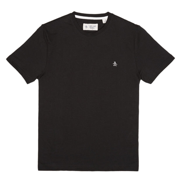 T-Shirt aus Bio-Baumwolle mit Pin Point-Stickerei in True Black