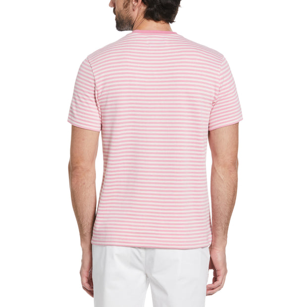 Pique Stripe Birdseye T-Shirt In Pink Dogwood