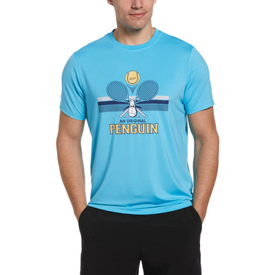 Performance Novelty Graphic Tennis T-Shirt In Aquarius