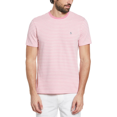 Pique Stripe Birdseye T-Shirt In Pink Dogwood