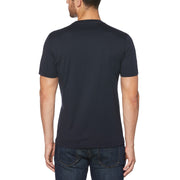 T-Shirt aus Bio-Baumwolle mit Pin Point-Stickerei in dunklem Saphir