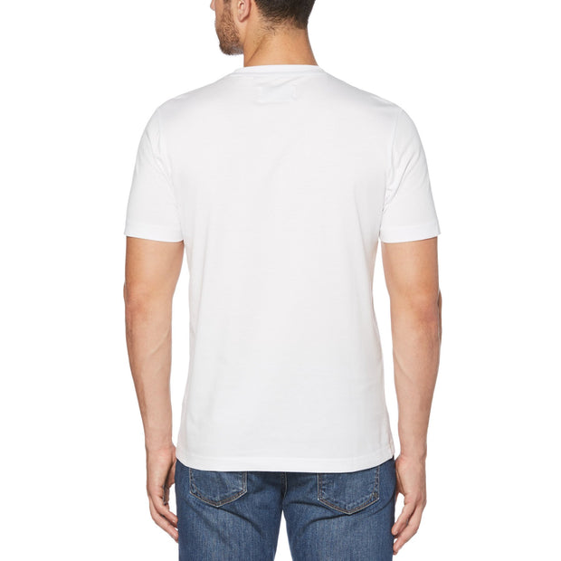 T-Shirt aus Bio-Baumwolle mit aufgesticktem Pin Point-Logo in leuchtendem Weiß