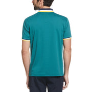Ribbed Solid Short Sleeve Polo Shirt In Pacific