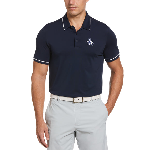 Pete Tipped Golf Polo Shirt In Black Iris