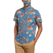 Chemise à manches courtes à imprimé floral - Bleu Copen