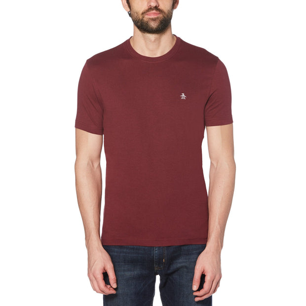 Pin Point Organic Cotton Embroidered Logo T-Shirt In Tawny Port