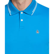 Sticker Pete Knit Polo Shirt In Blue Jewel