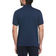 Premium Stripe Short Sleeve Polo Shirt In Dress Blues
