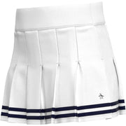 Womens 13" Contrast Hem Pleated Tennis Skort In Bright White